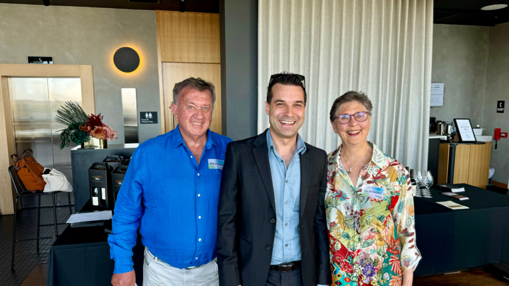 Snowden Optiro Reunion 2024: General Manager Tarrant Elkington with Founders Viv and Phil Snowden
